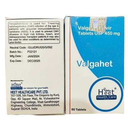 Valgahet 450mg ( Valganciclovir) Heet Health Care IP (H/60V) 