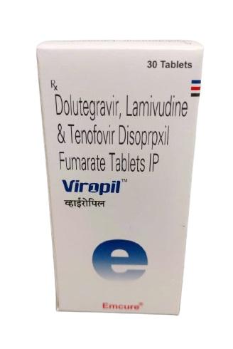 Viropil (Dolutegravir,Lamivudine,Tenofovir Disoproxil Fumarate) Emcure IP (H/30 V) 