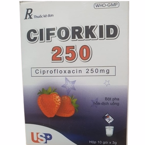 Ciforkid 250 (Ciprofloxacin) US PHARMA (H/10 Gói)