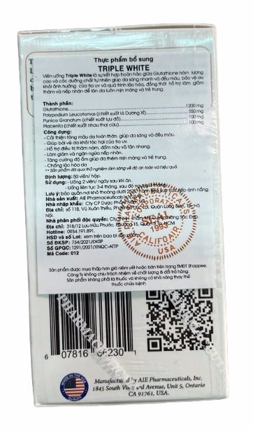 Triple White 1200mg (Glutathione) AIE Pharmaceuticals (H/50v)
