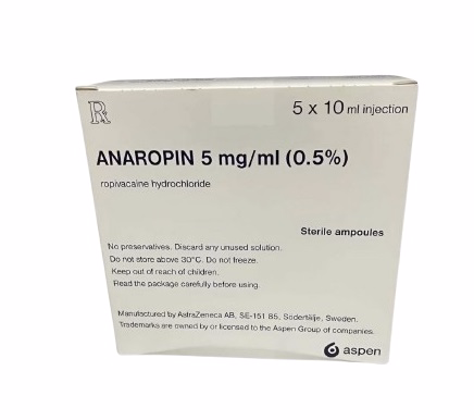 Anaropin 5mg/ml (Ropivacain) Aspen (H/5 ống tiêm/10ml)