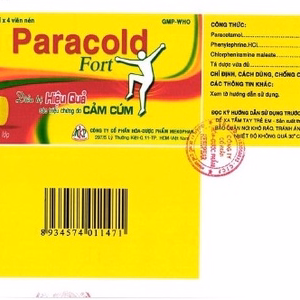 Paracold Fort (Paracetamol 500mg + Phenylephrin 10mg + Clorpheniramin 2mg) Mekophar (H/100v)