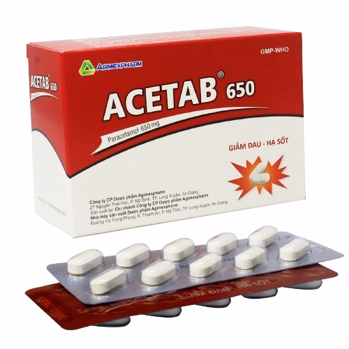 Acetab 650 (Paracetamol 650mg) Agimexpharm (H/100v)-Nén Dài